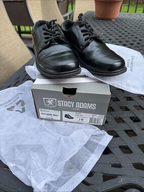 Stacy Adams Black Leather Lace-Up Oxfords Kids
